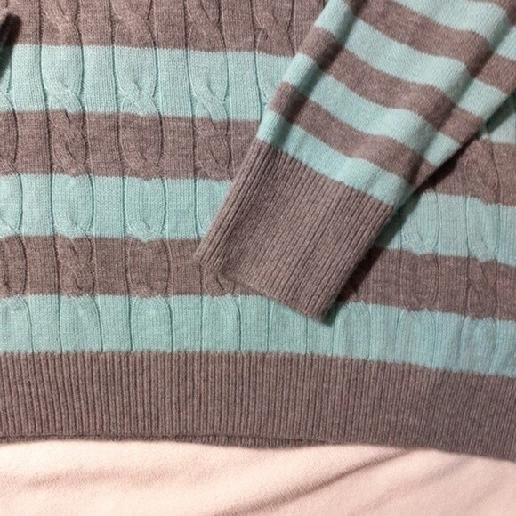 Talbots wool sweater 2x 2xp gray blue striped crewneck xxl p petite top - Picture 5 of 5